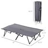Outsunny 2 Person Folding Camping Cot for Adults, 50" Extra Wide Outdoor Portable Sleeping Cot with Carry Bag, Elevated Camping Bed, Beach Hiking, Gre